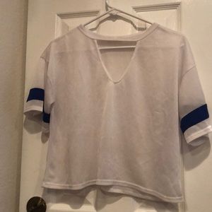 White and blue crop top